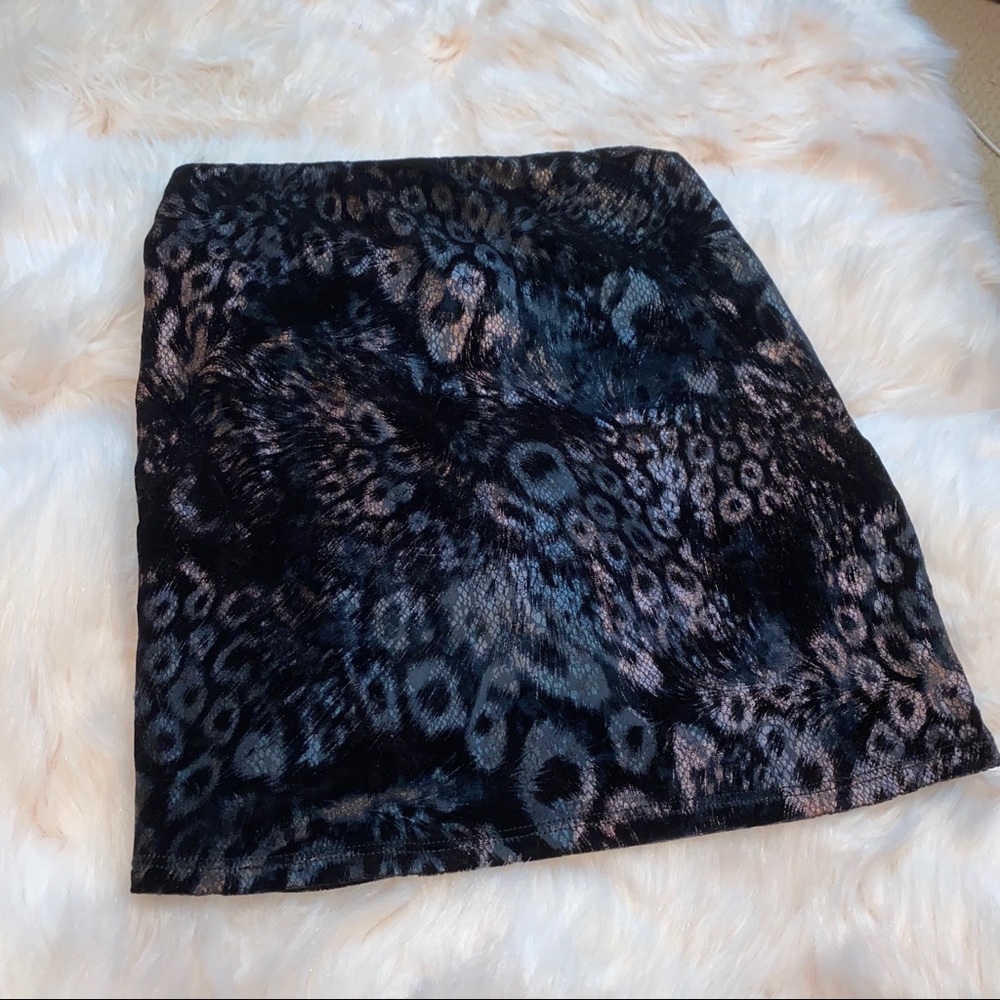 Leopard Print Suede Bodycon Skirt